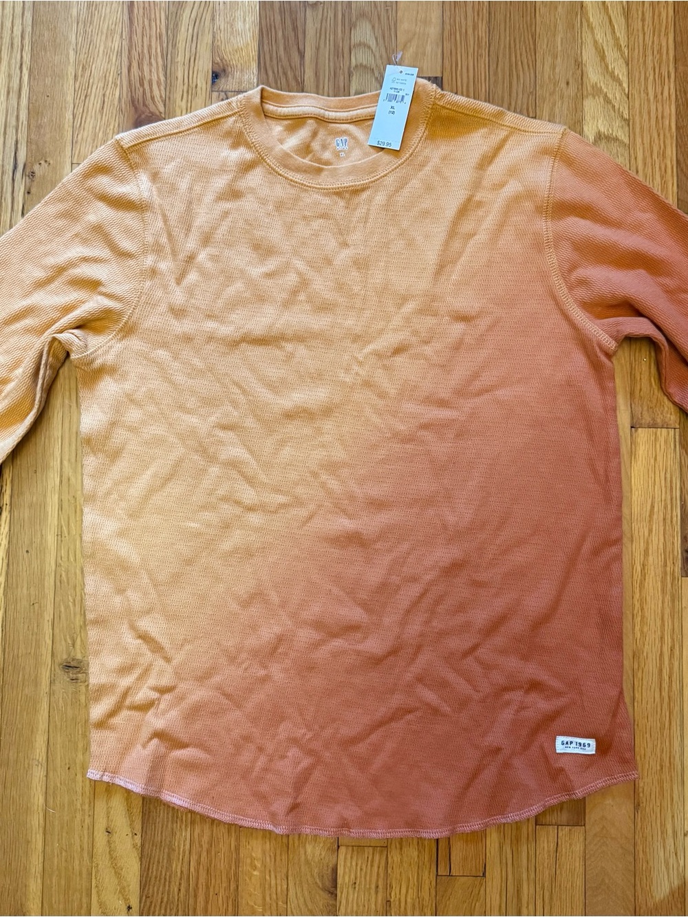 GAP Orange-to-Dark Orange Gradient Long Sleeve Thermal Tee